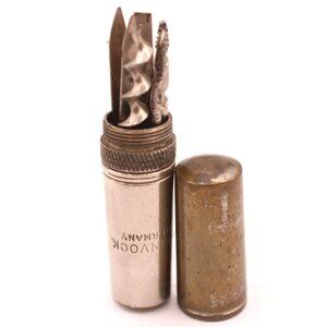 Heinvock Germany Pocket Corkscrew Multi-tool Kit 5-Piece Set Brass Compact Vtg